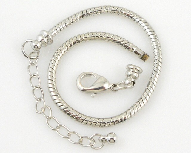 10Pcs 18KGP Plated Charm Bracelets Snake Chain Fit European Bead P03