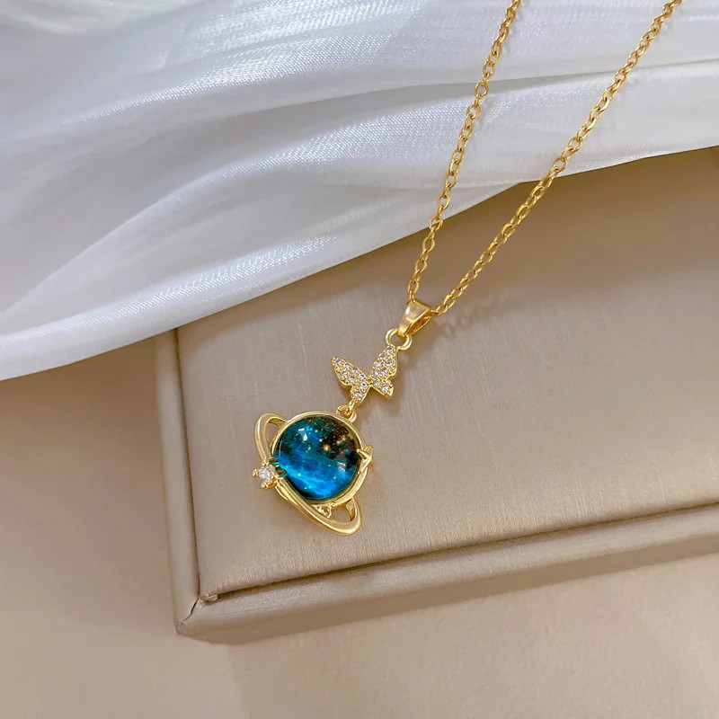 316L Stainless Steel Sun Moon Star Pendant Necklace For Women Exquisite Planet
