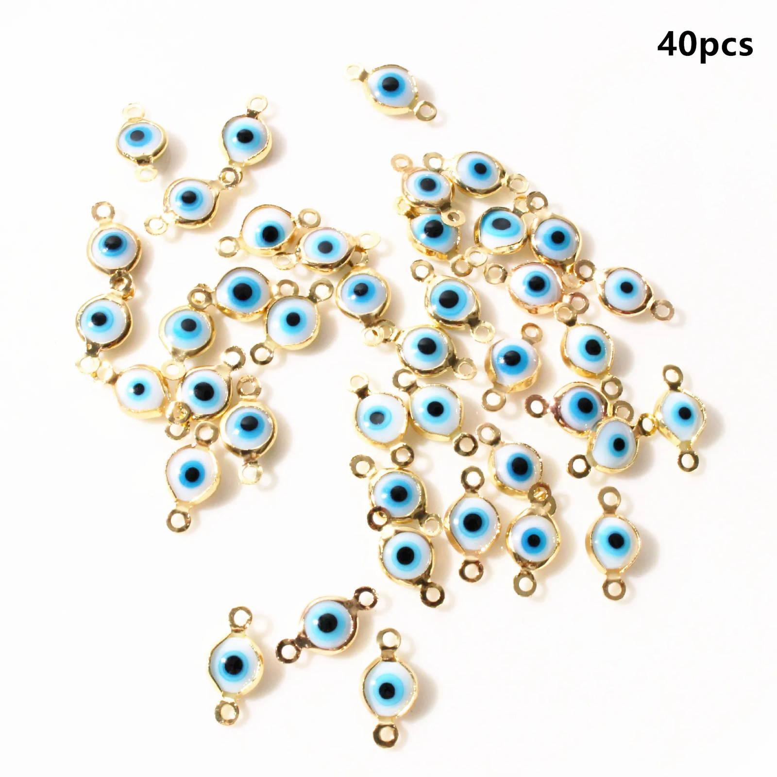 40Pcs/Lot LUCKY EYE Turkey Evil Eye Gold /Silver Color Tone Charms Connectors Be