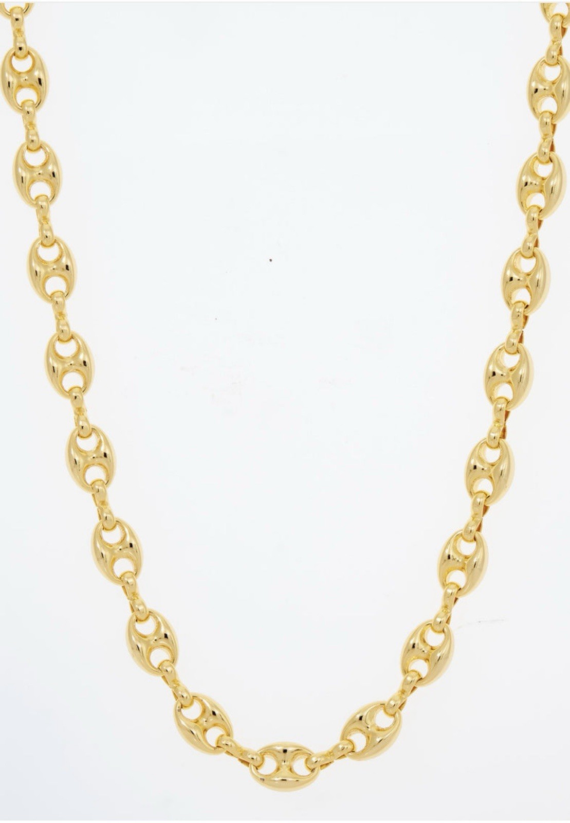 Gold Tone Rolo Link Chain Necklace Yellow Gold Plated Metal No Stone