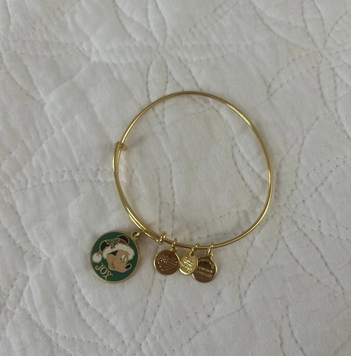 Alex & Ani Bracelet Bangle Mickey Mouse Santa Disney Parks Holiday Gold Silver