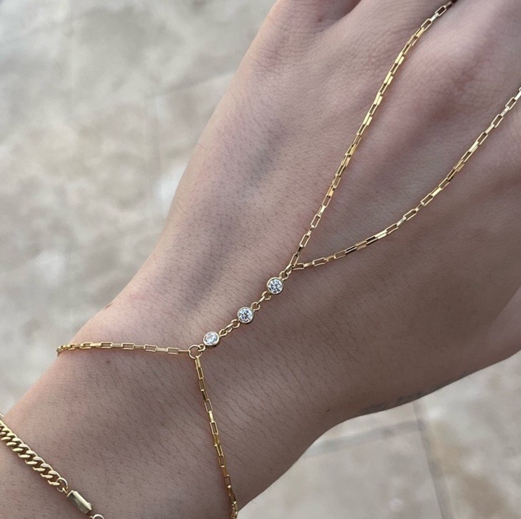 Cz 14k Gold Filled Handchain