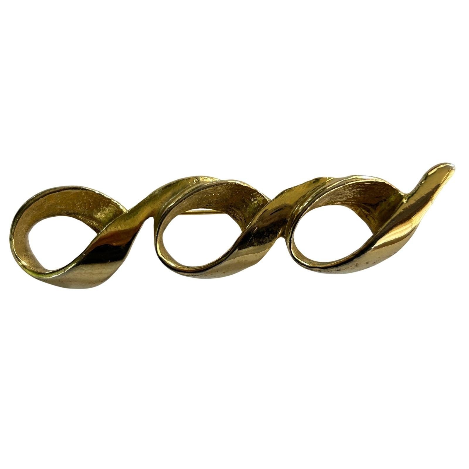 Vintage Brushed And Smooth Gold Tone Brooch By Allison Reed Company