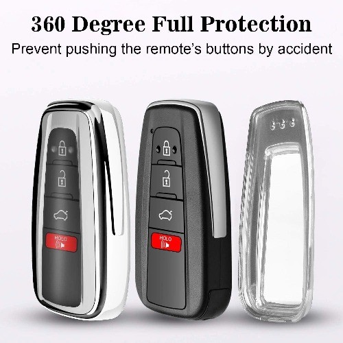 Key Fob Cover Keychain Soft TPU Key Fob Case All-Around A-dark-silver