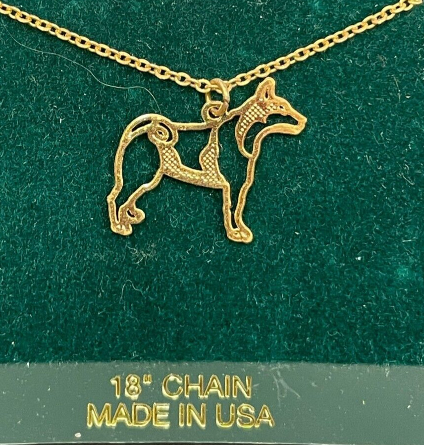 Akita Necklace made in USA-24K gold finished brass 1 inch 18-in. chain