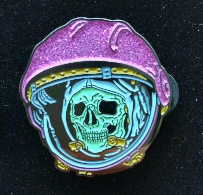 Astronaut Skull Glitter Helmet Space NASA galaxy Spaceship Custom ENAMEL PIN Fun