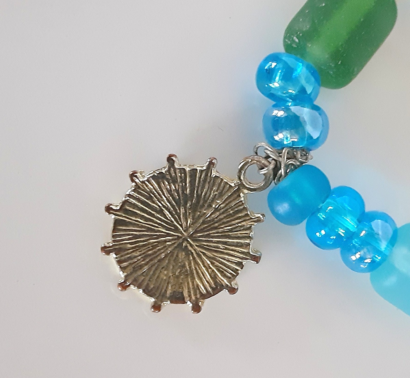 Handmade Sister Friends Sea Glass Nautical Charm Beaded Ankle Bracelet Set (Two)