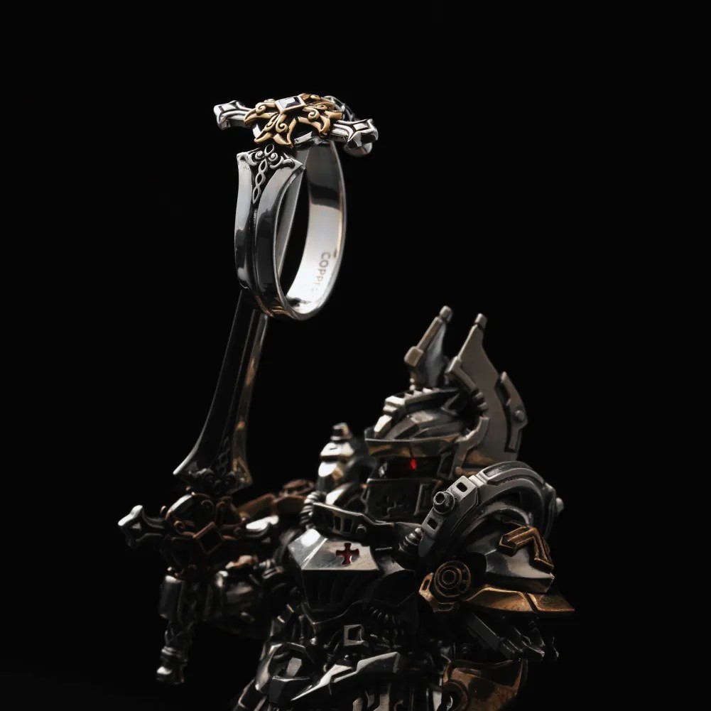 Oxidized Silver Judicator Blade Adjustable Wrap Ring, Christmas Gifts