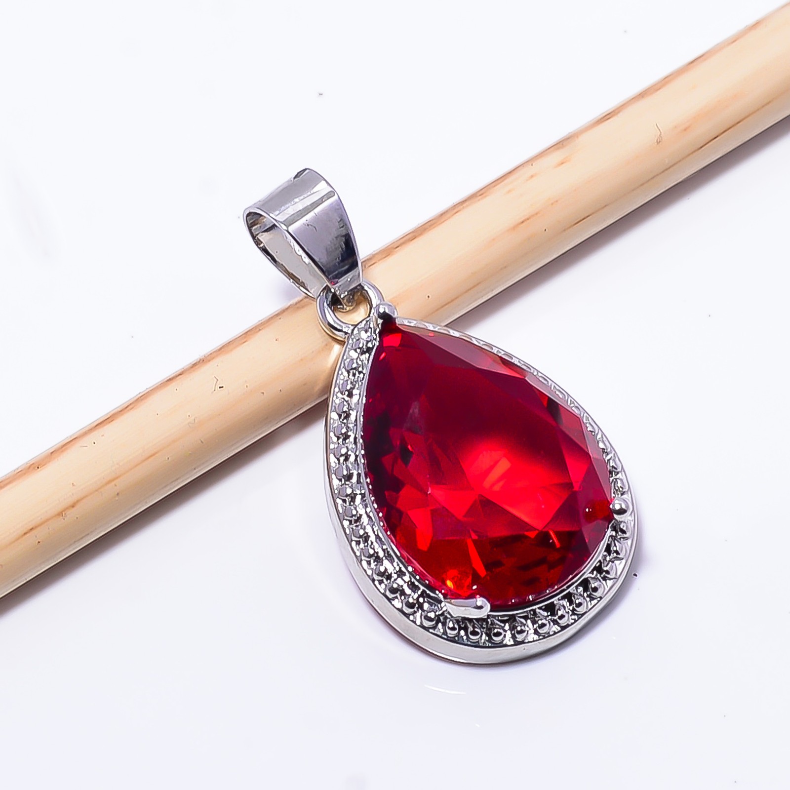 Red Garnet Gemstone 925 Sterling Silver Jewelry Pendant 1.09″ P3 Gift for her