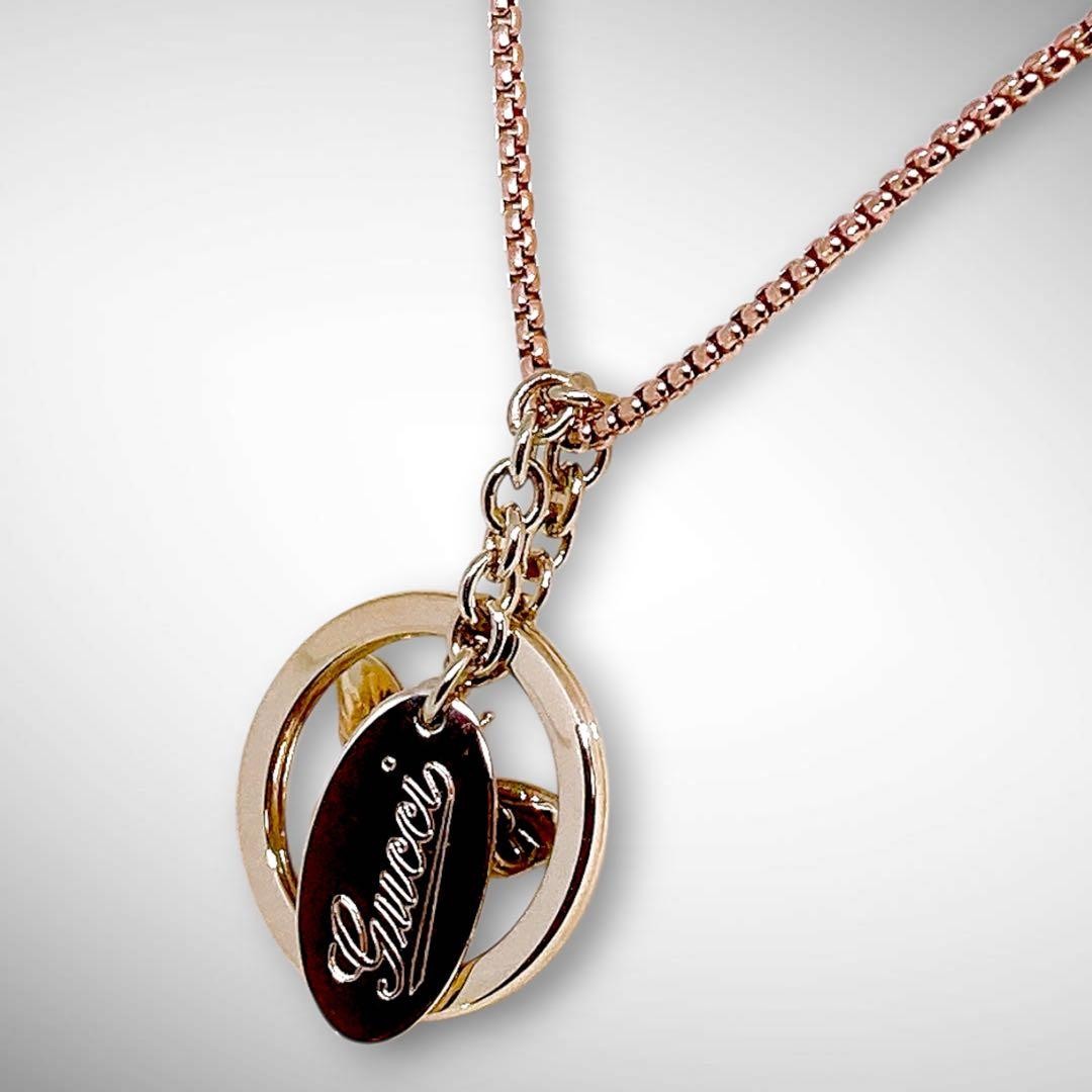 GUCCI Butterfly Charm Gold-tone Rhinestone Red Pink Third Party Chain: 23.6 in.