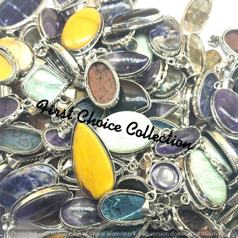 Sale Red Jasper & Mix Gemstone 925 Sterling Silver Plated Pendants Lot Jewellery