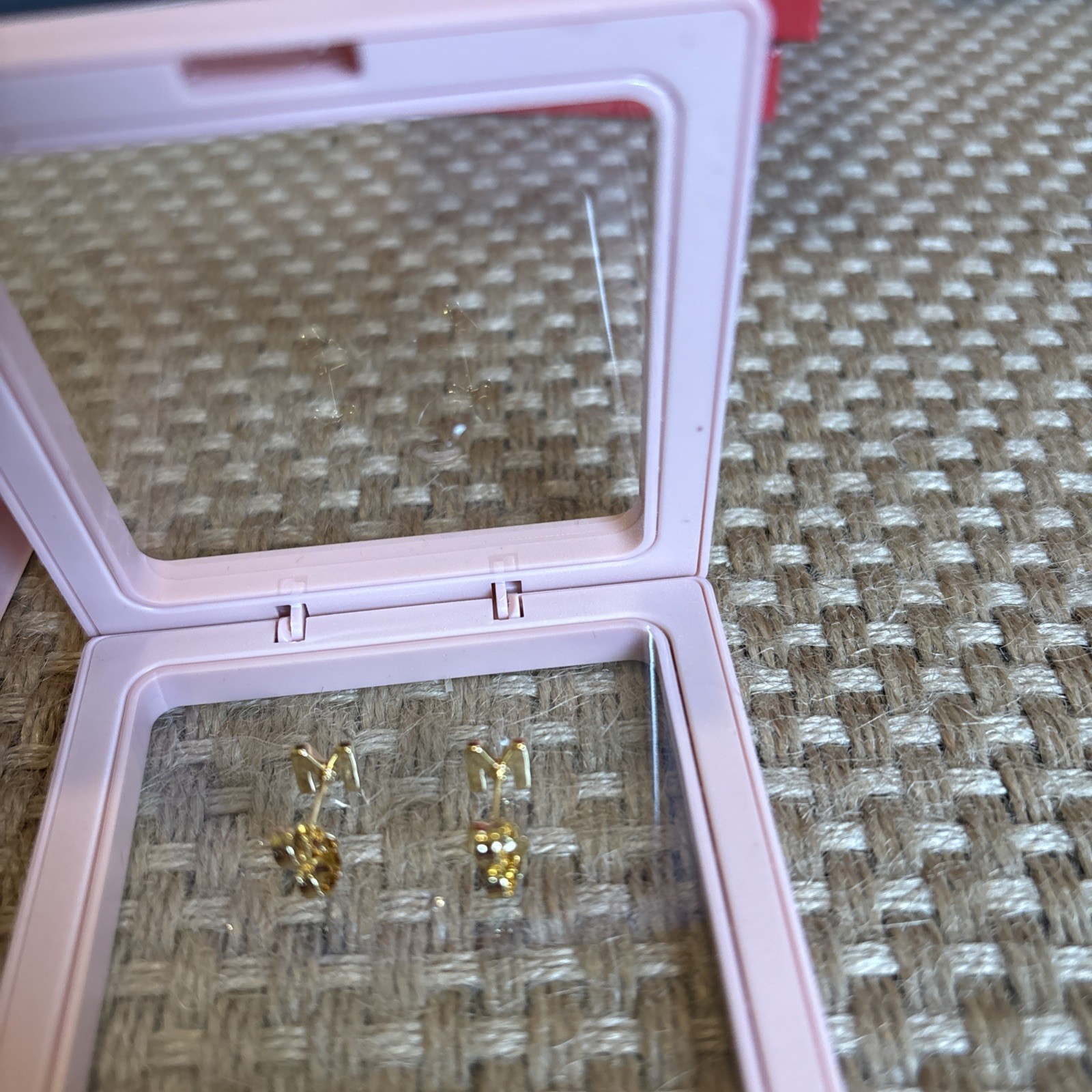 Mumreues Gold “M” Stud Earrings.