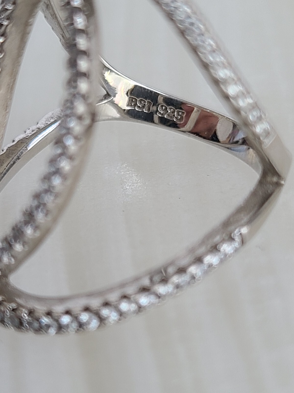 Designer BSI Sterling Silver 925 Ring Modern Double C Design Size 7