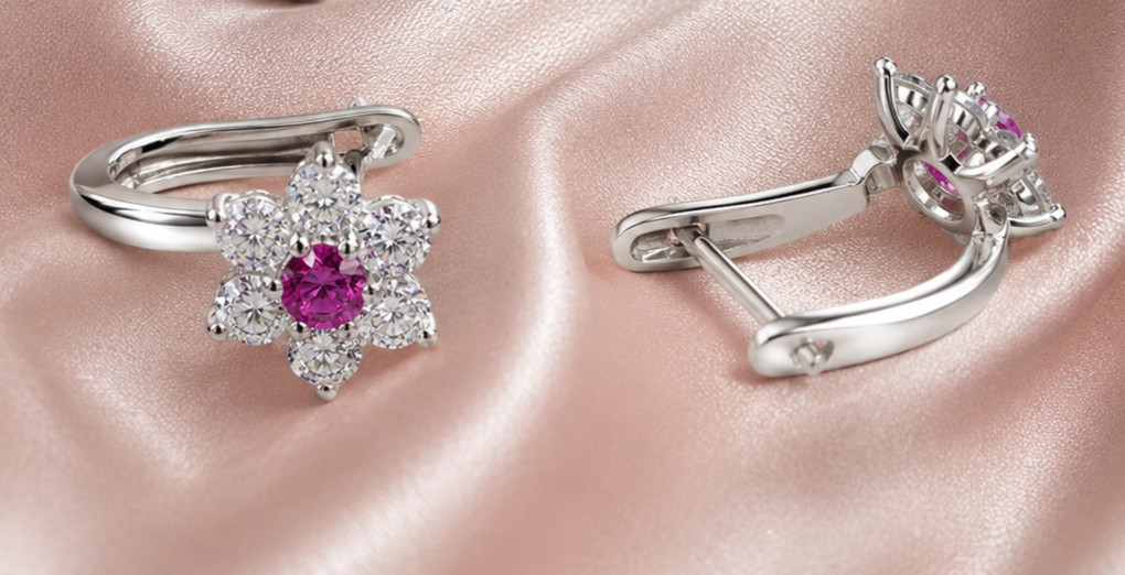 1.50Ct Round Cut Simulated Amethyst Wedding Hoop Earrings 14K White Gold Plated