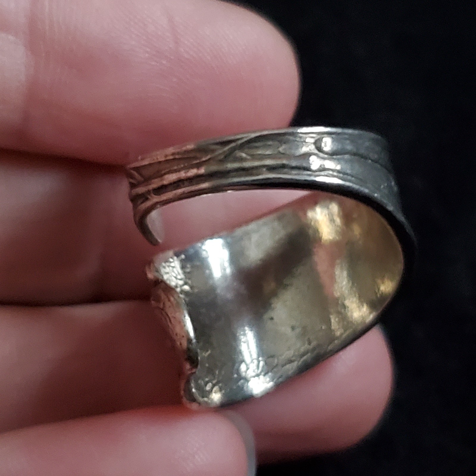 Vintage Sterling Silver Spoon Ring Sz 7 Stork Baby Boy RW&S