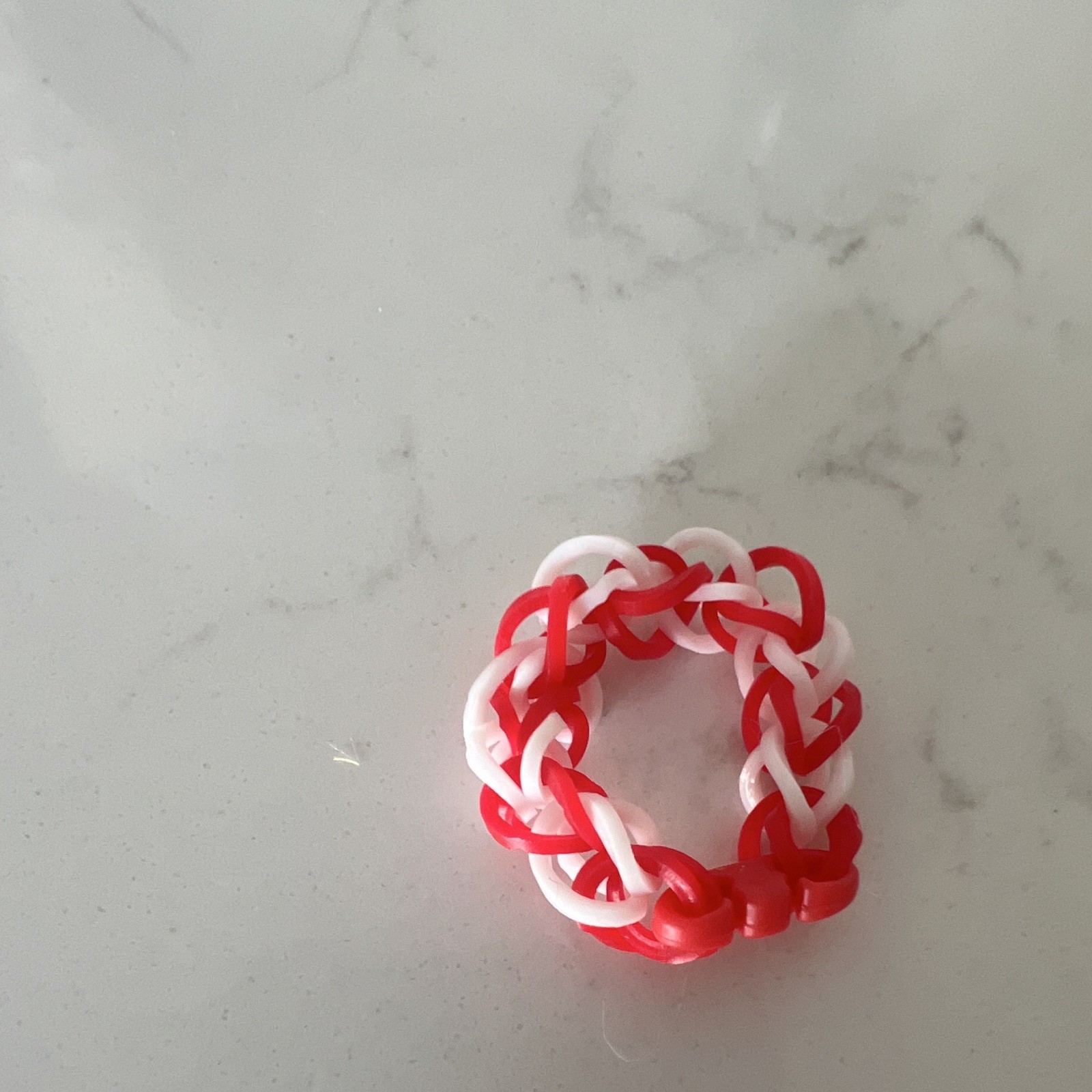 2x Rubber Band Loom Chain Link Bracelets Red White Blue No Stone Rubber