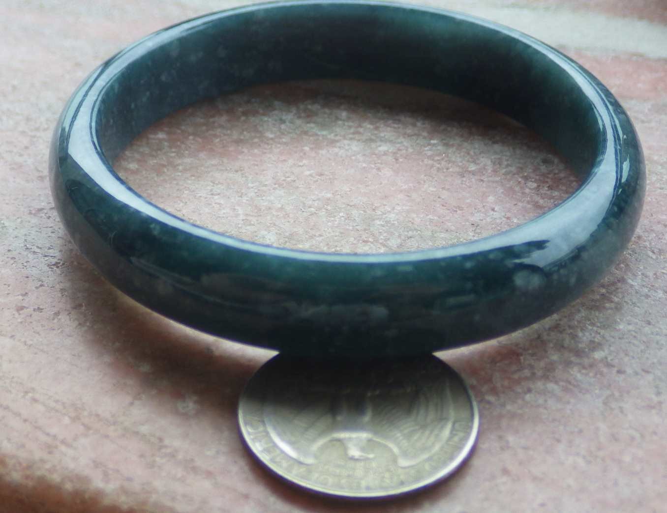 Video Certified Dark Green A JADE JADEITE Round Bangle Bracelet 59mm 419941 TS