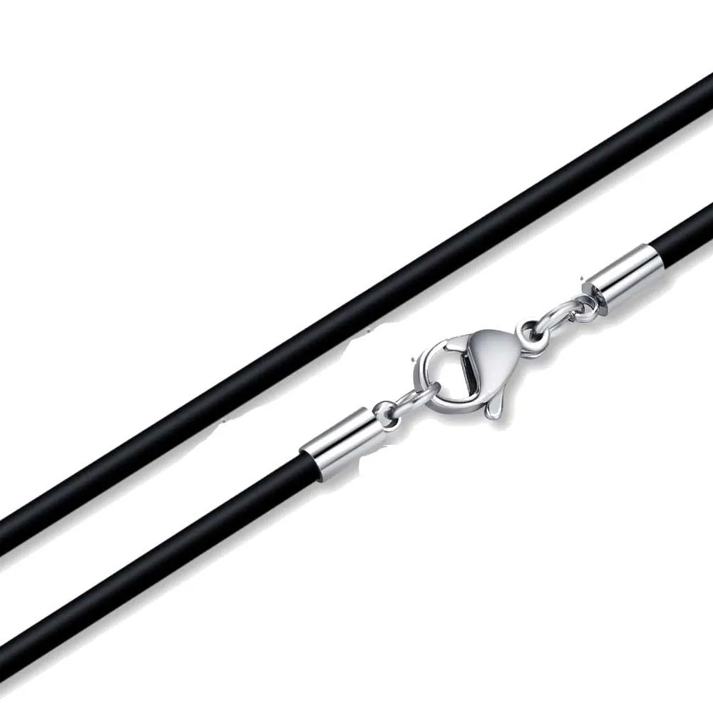 Black Braided Leather Necklace Cord Chain Stainless Steel Clasp DIY