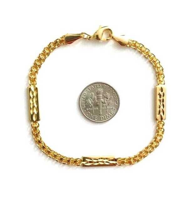 18K GOLD PLATED BISMARK BRACELET 7.25″ ADULT/ PULSERA GOLD FILLED 7.25″ – B90
