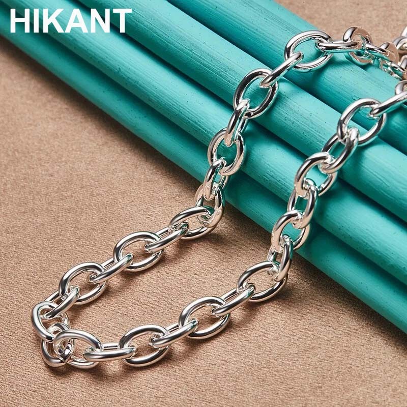 925 Sterling Silver Heart Pendant OT Thick Chain Necklace Women Fashion Jewelry