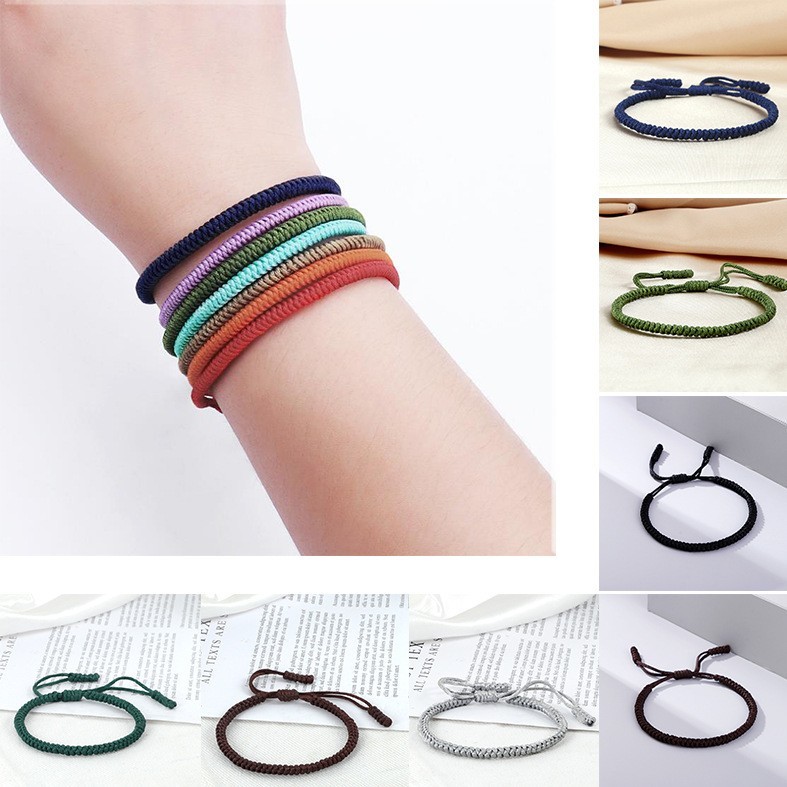 Handmade Braided Rope Bracelet Adjustable Knot String Friendship Multi Color