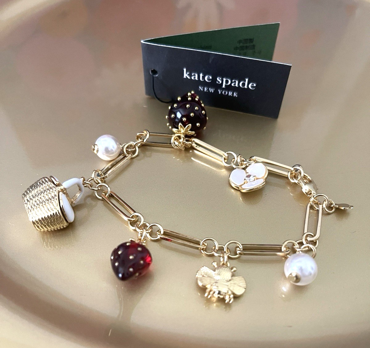 Kate Spade New York Picnic Perfect Whimsical Charm Bracelet New w Tags+Dust Bag