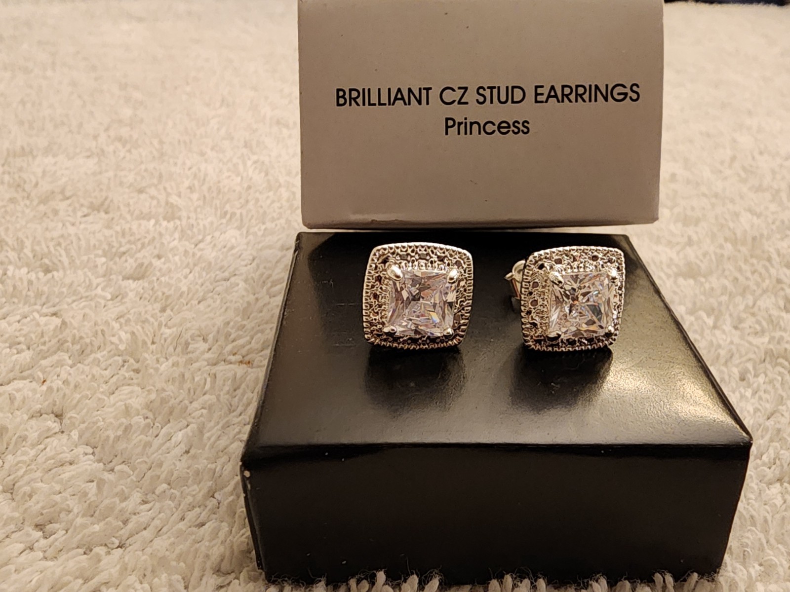 Avon Brilliant CZ Stud Earrings, Pierced ,Silver tone. New In Box