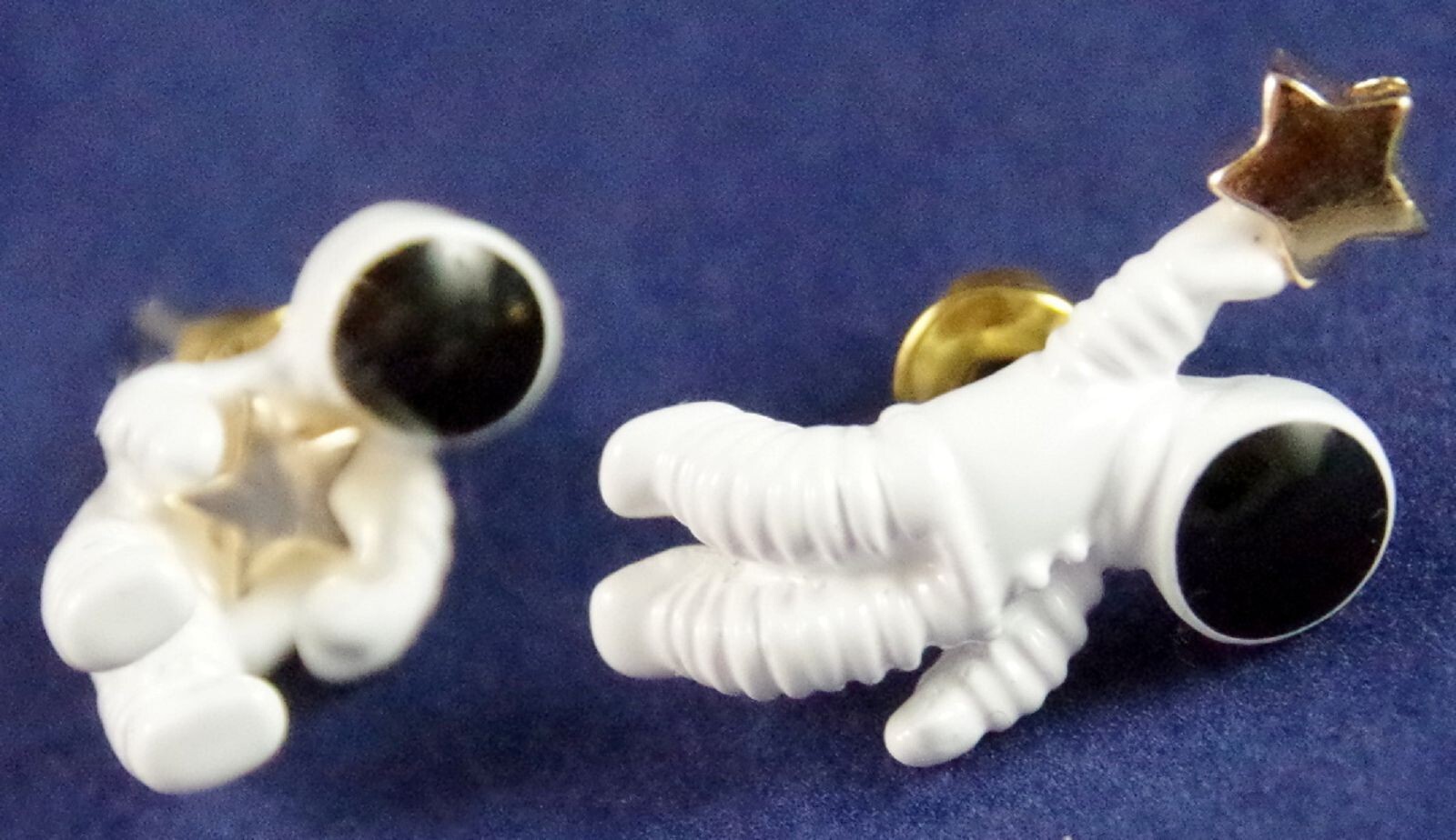 Cute! NEW BETSEY JOHNSON ASYMMETRICAL 3D NASA ASTRONAUT SPACEMAN STARS EARRINGS