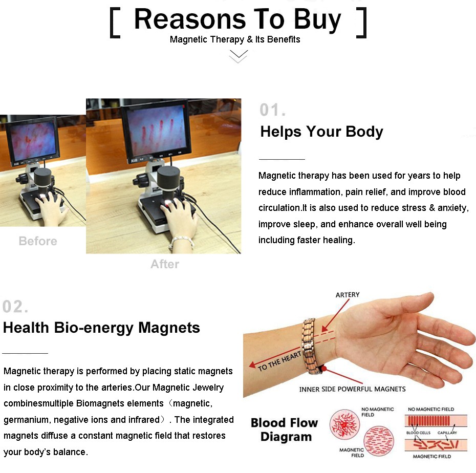 Three-Row Ultra Strength Magnetic Bracelet, Men Copper Bracelet 57 Magnet Gift