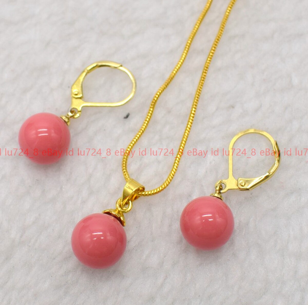Beautiful Multicolor Shell Pearl Round Beads Pendant Necklace Earrings Set 17″
