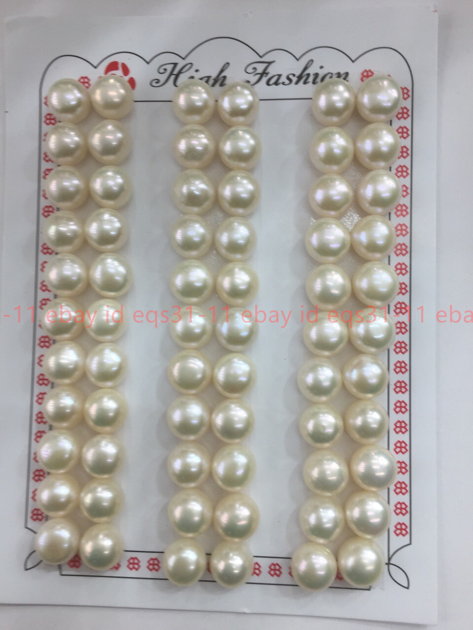 8-9mm Genuine White Freshwater Pearl Half-drilled Beads For DIY Earring 33 Pairs