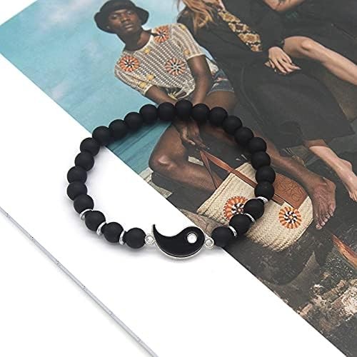 Caiyao Best Friend Bracelets for 2 Matching Yin Yang Adjustable Cord BFF Gift