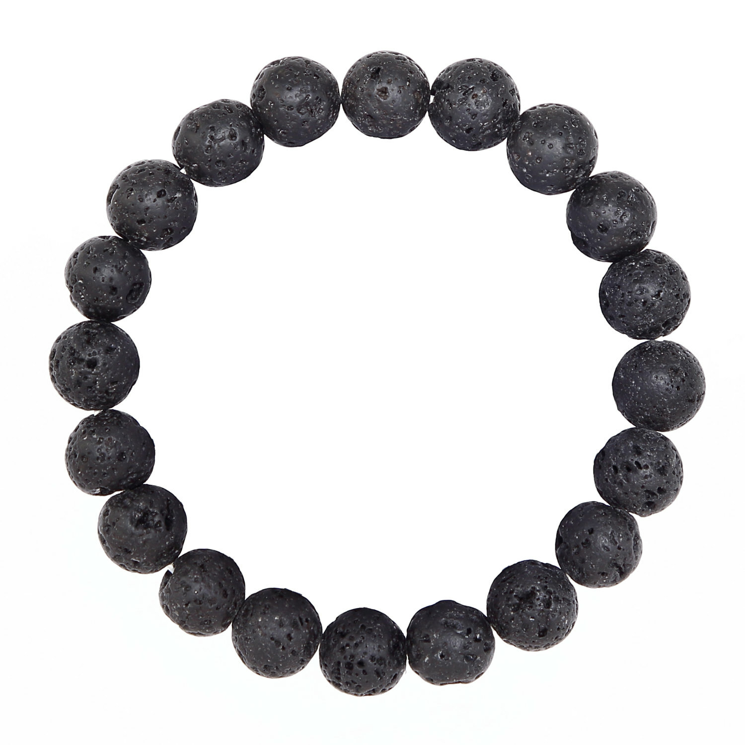 Black Lava Stone Beads Beaded Bracelet Size 8mm 10mm 7.5″ Length