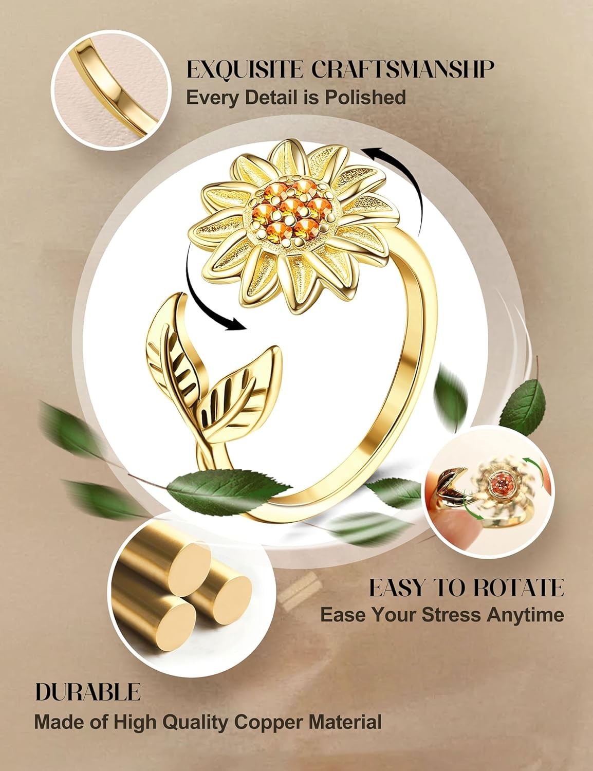9 Pcs Fidget Anxiety Rings for Women Men Spinner Rings for Anxiety Relieving …