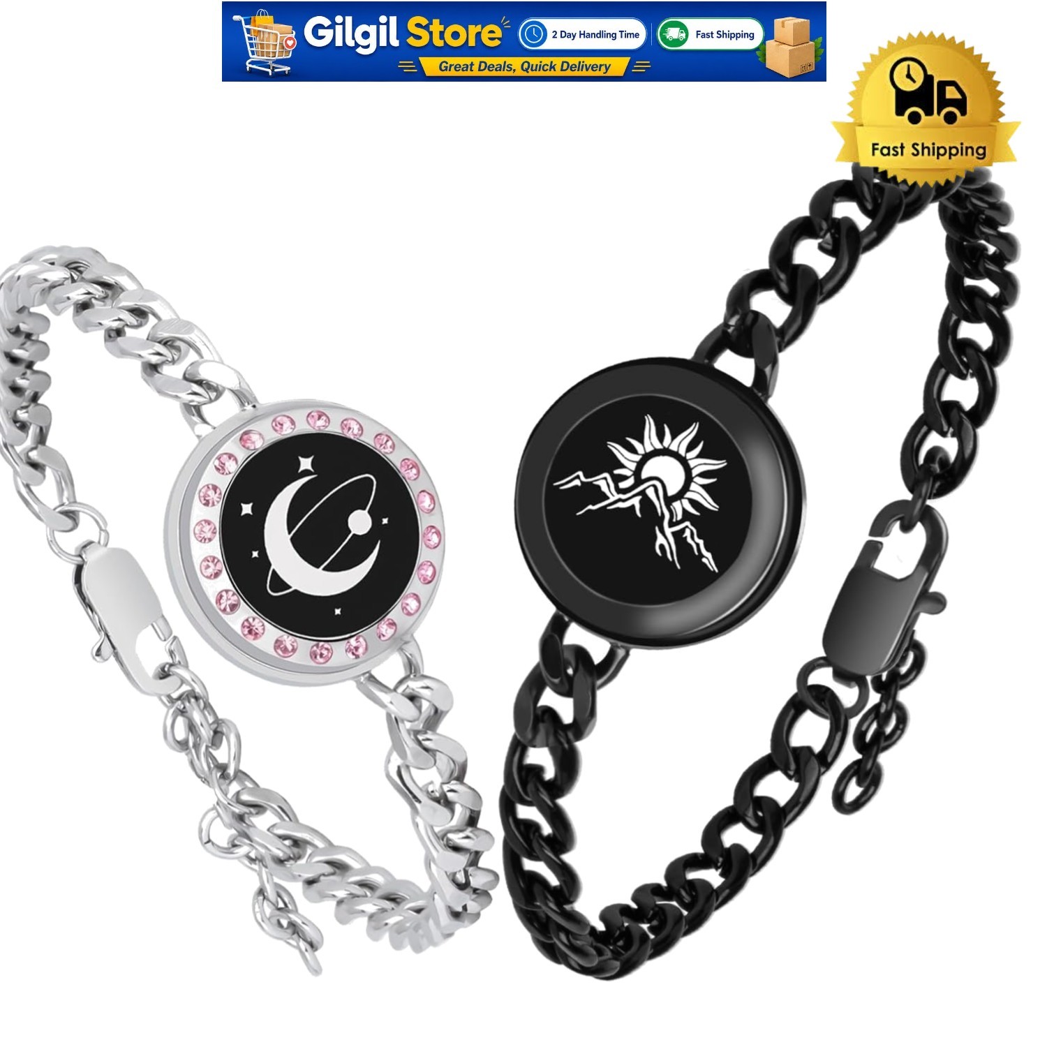 Smart Matching Couples Bracelets with SOS Function – Perfect for Long Distance