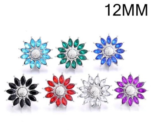 Snap Jewelry Mini 12mm Clear Rhinestone Flower fits Petite Ginger Style Charms