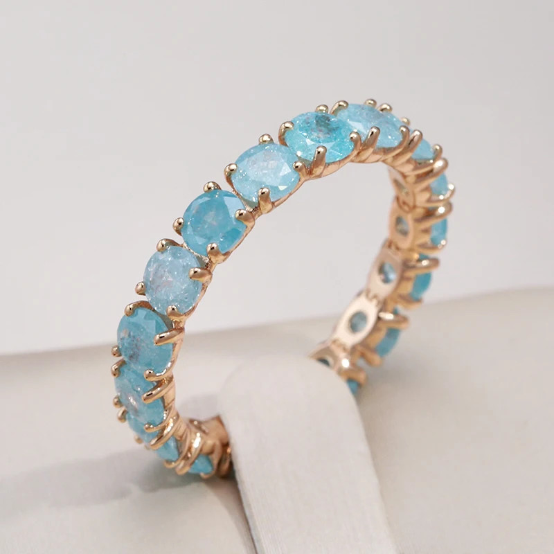 Geometric Ring Round Zircon Tension Setting Wedding Band Women Jewelry