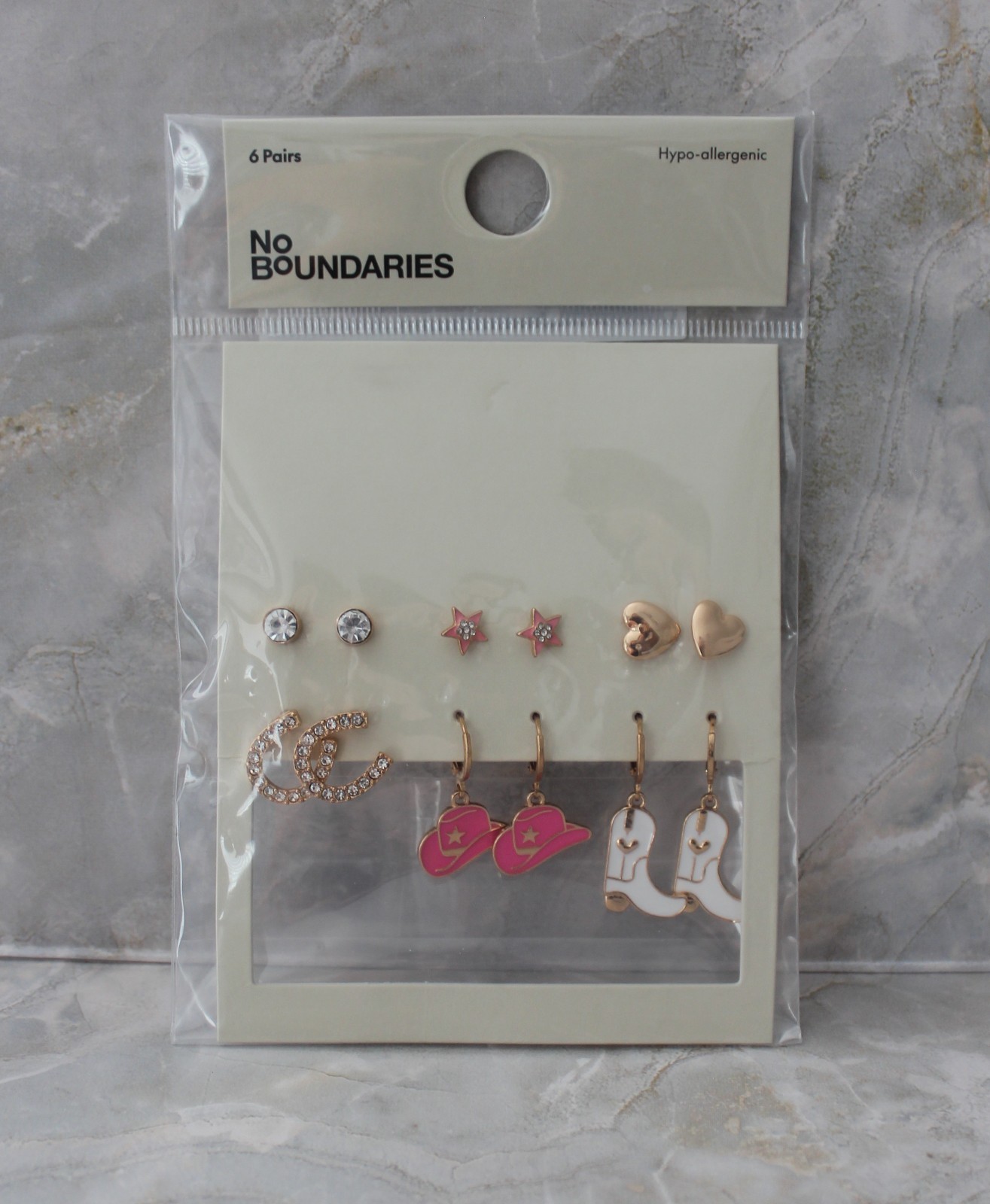 No Boundaries Womens Cowgirl Chic Earrings Set 6-Pack New