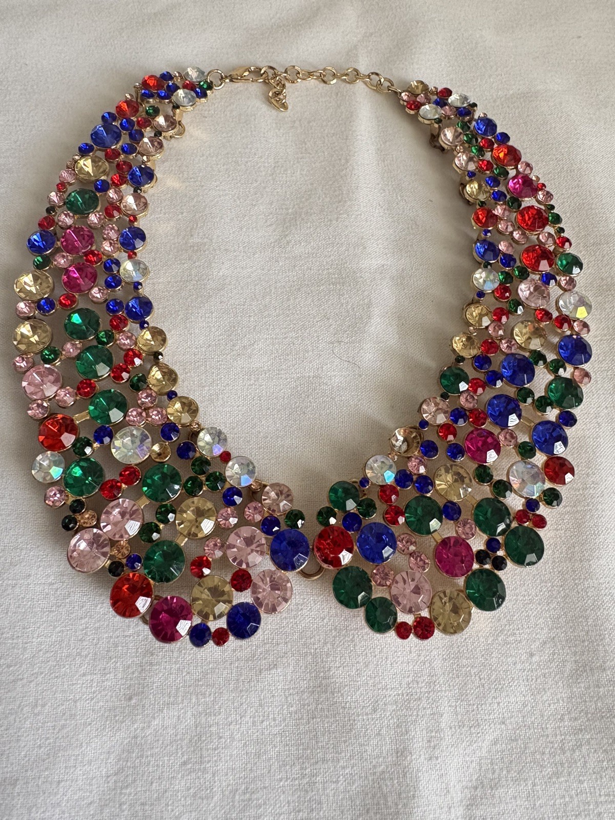 Chunky Multicolor Crystal Choker Statement Bib Necklace