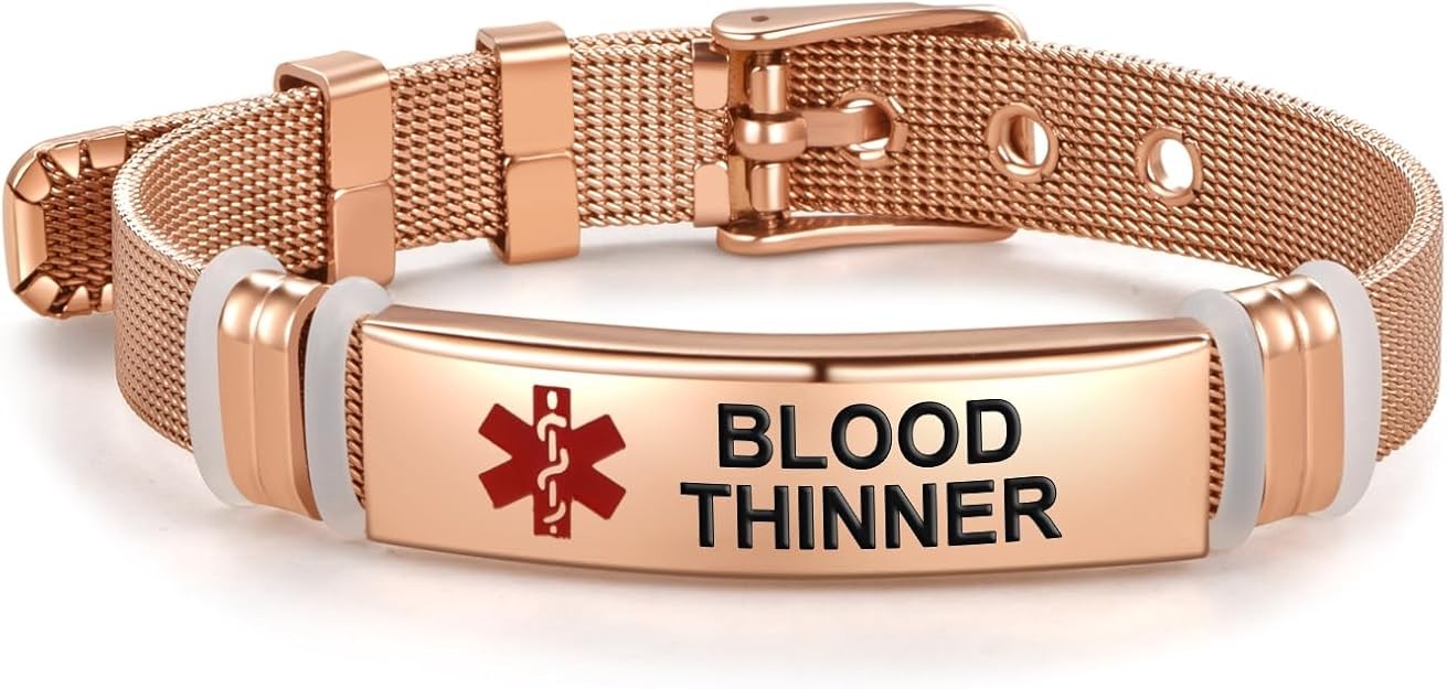 Red Medical Alert Blood Thinner Bracelet for Women Men’s Emergency First Aid …