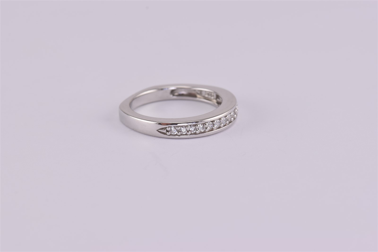 Sterling Silver 3.5mm Cubic Zirconia Accented Band Anniversary Ring 925 Sz: 6