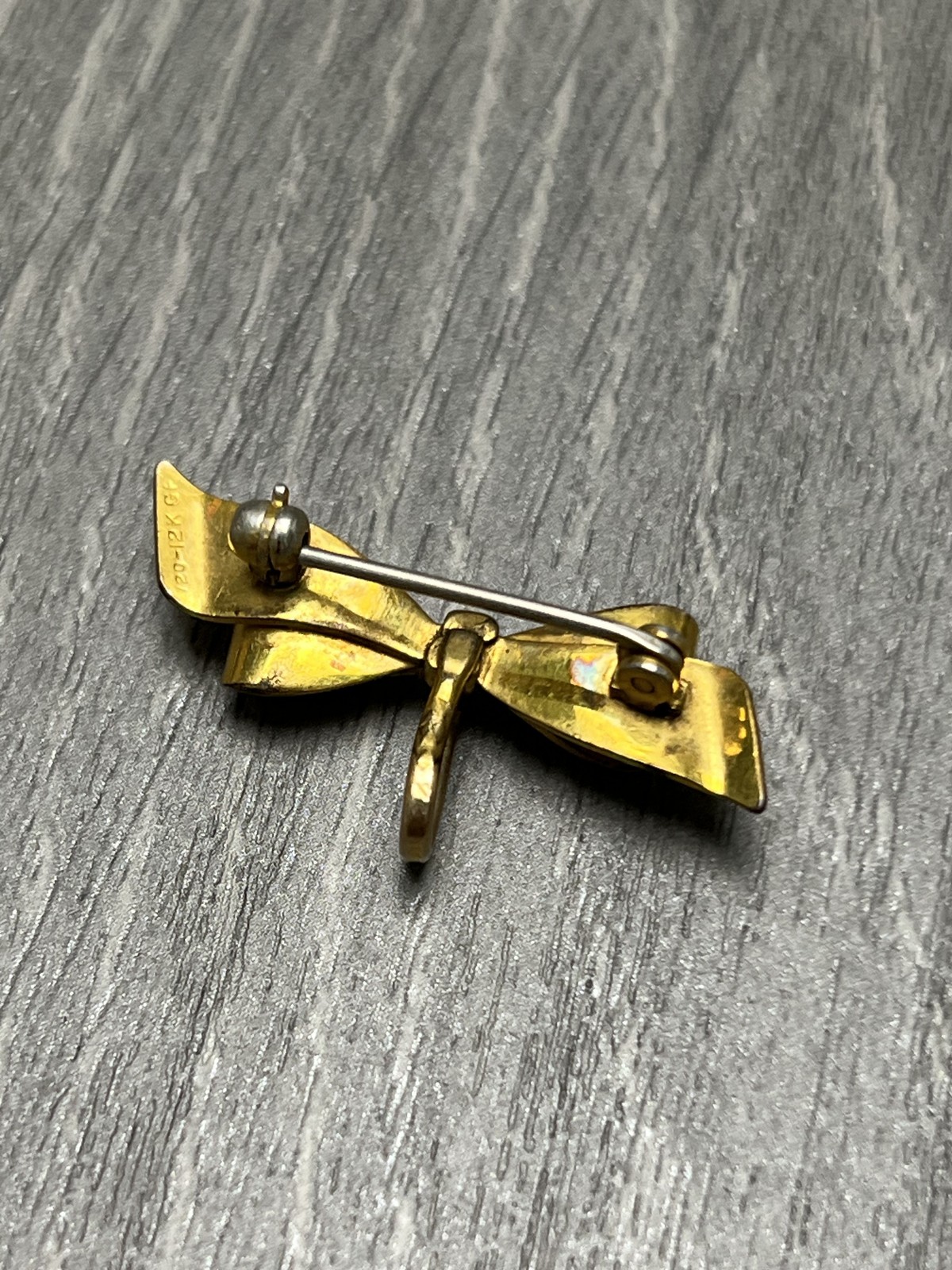 Vintage 1/20-12K GF Gold Filled Bow Brooch Pin with Hook 2.3g