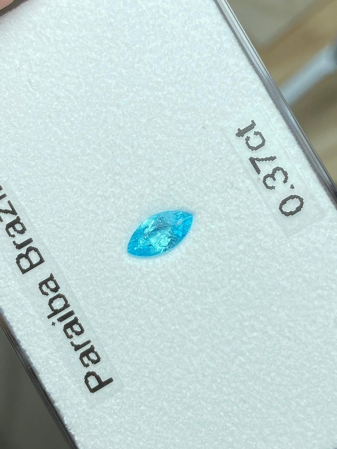 [jerseychou] Brazil ！Natural Paraiba Tourmaline, 0.37ct, GIA