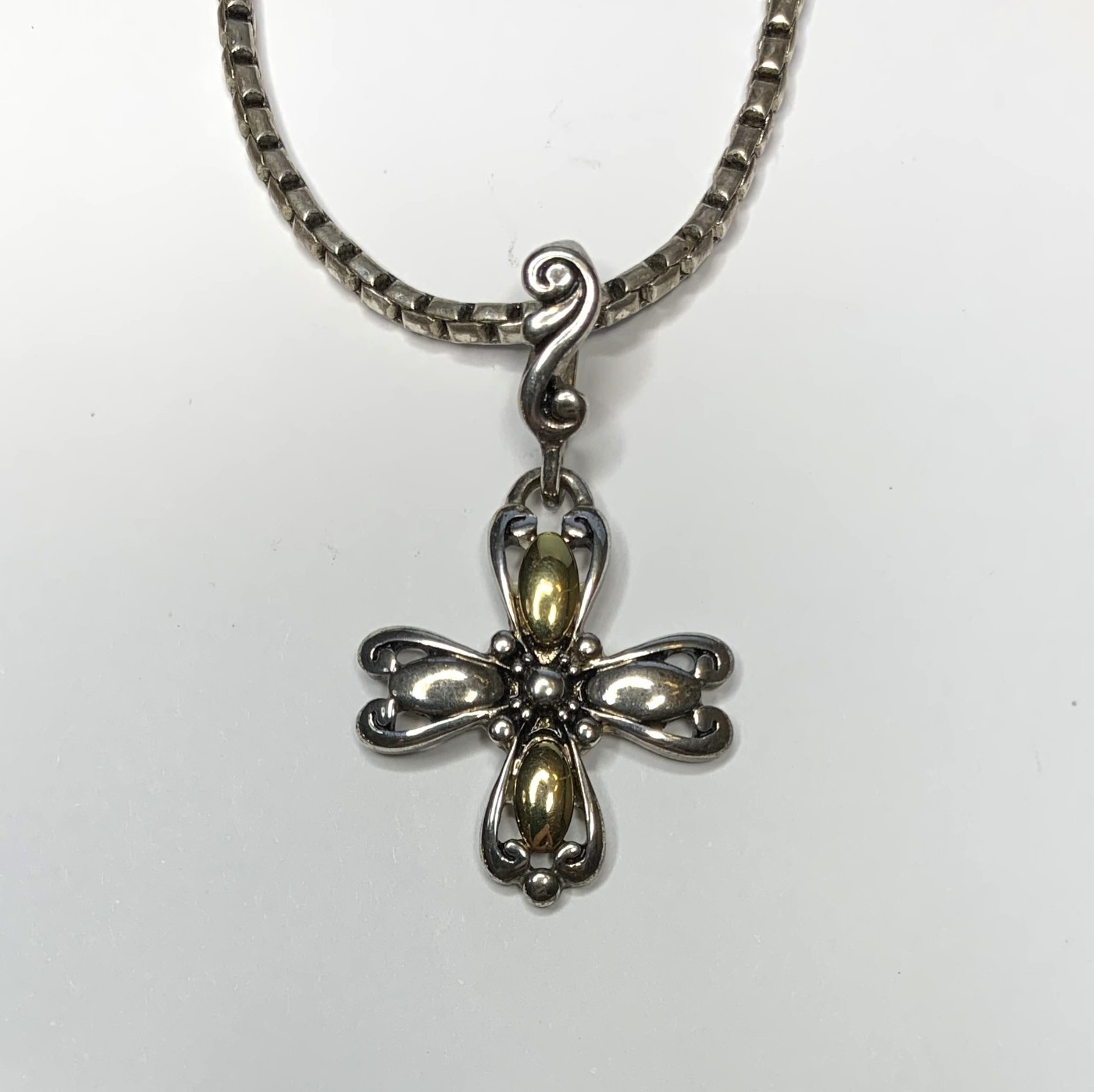 Premier Designs Deborah Silver and Gold Tone Cross Pendant Necklace