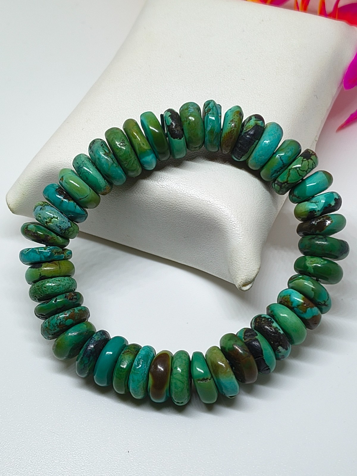 Turquoise Stretchable Bracelet-High Quality Rondelle Shape Beads