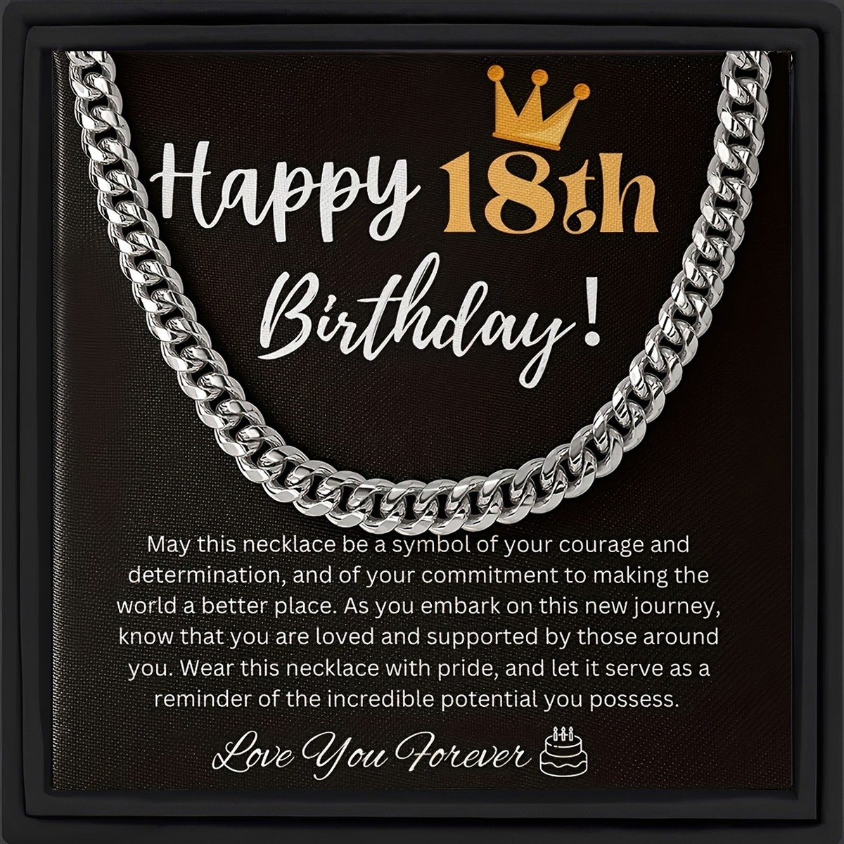 For My Son Cuban Chain Necklace From Family Friend, Birthday Graduation Gift Set