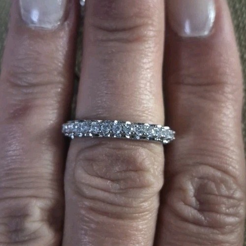 Silver Tone Ring Solitare With Accents And Matching Band Size 6.5