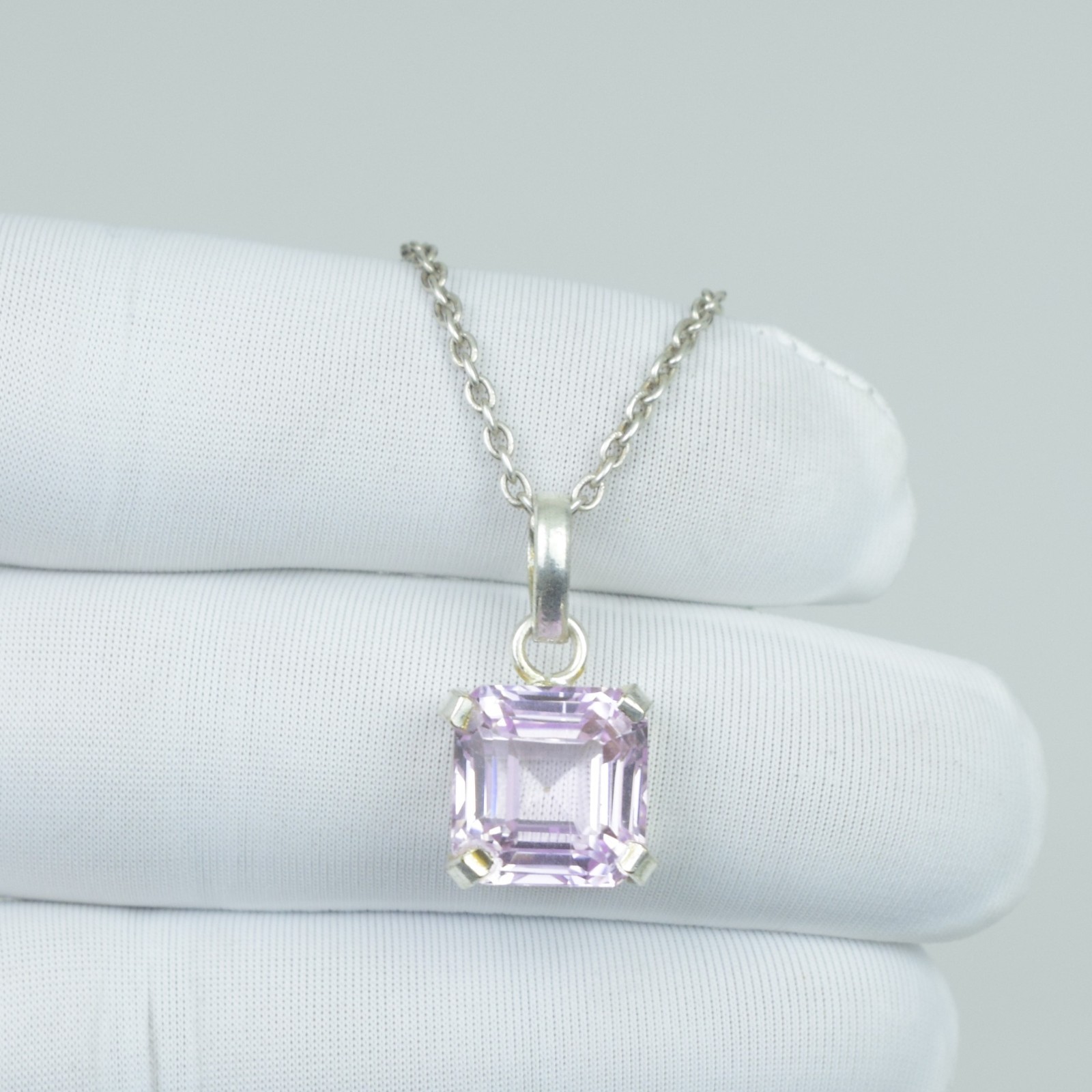 20Ct 925 Sterling Silver Kunzite Pendant, Beauty Pink Necklace Gift For Wife,