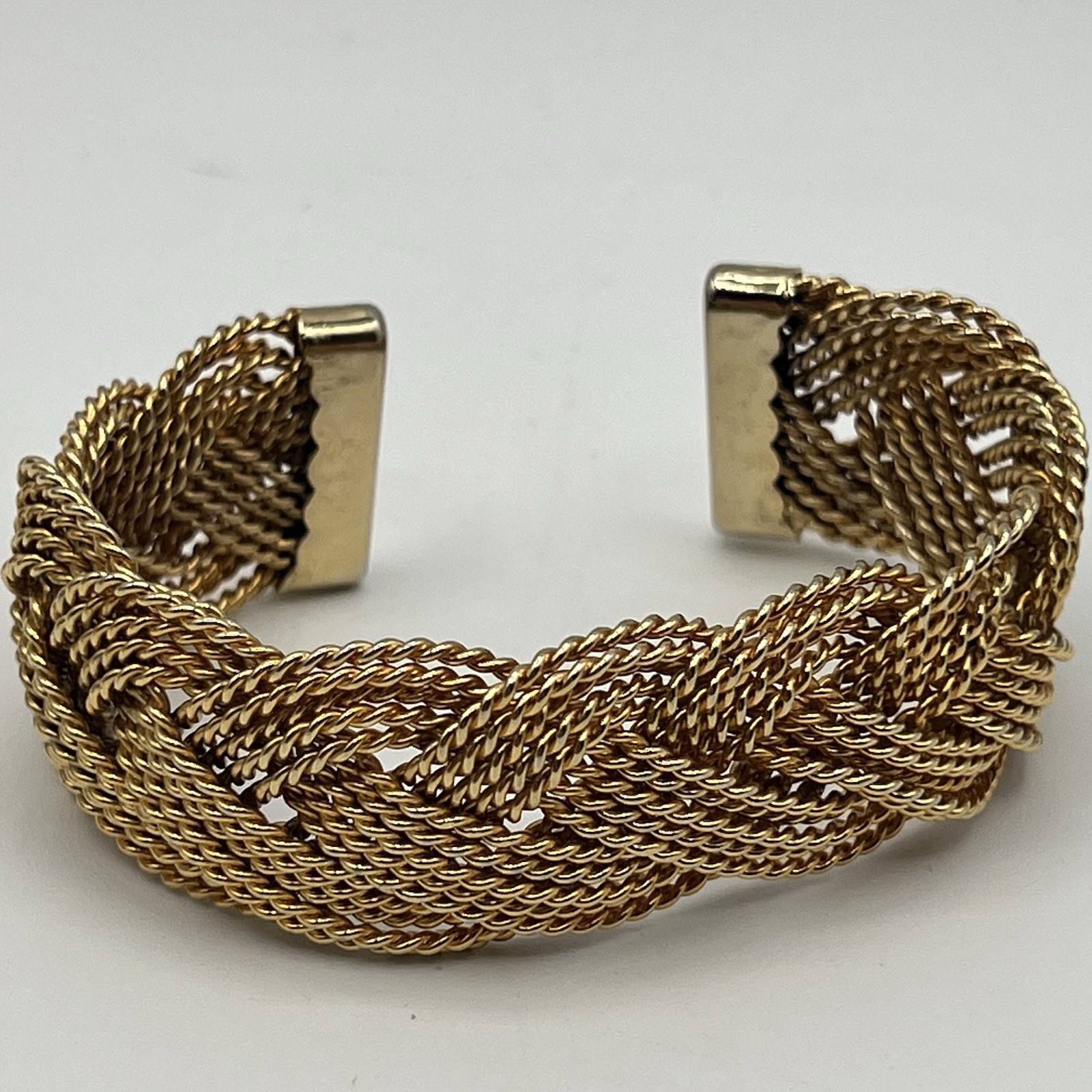 Wide Cuff Bracelet Lot Gold Tone Mesh Copper Openwork Statement Trio Bold Chunky