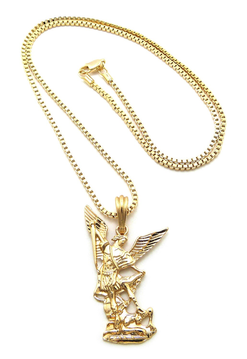 Saint Michael the Archangel Pendant 18″,20″,24″ Chain Necklace XSP399
